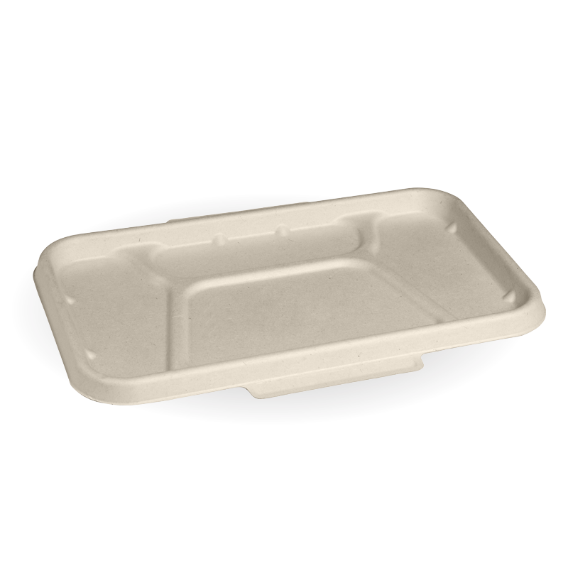 BioPak 4 Compartment Sugarcane Fibre Takeaway Base Lid - Natural